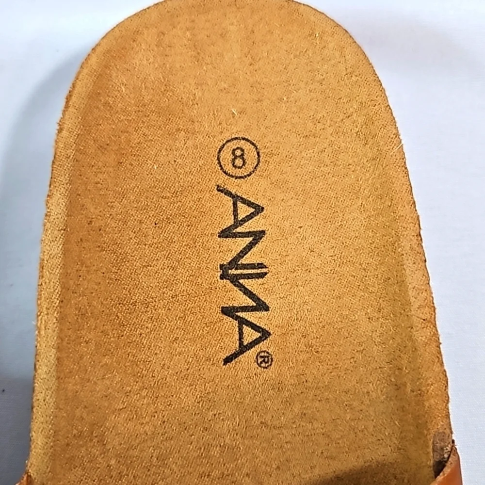 Anna Glory Brown Double Buckle Slide Women's Sandals Size 8